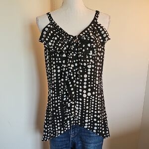 White House Black Market Black and White Polka Dot Blouse